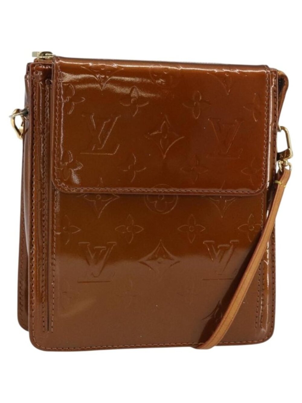 LOUIS VUITTON Monogram Vernis Motto Accessory Pouch Bronze M91138